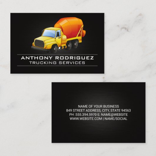 Cement Truck Logo | constructievoertuig Visitekaartje (Voorkant / Achterkant)