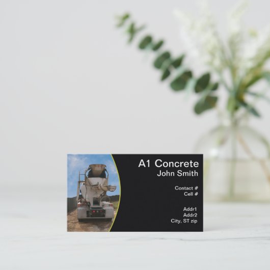 Cement Truck op bouwplaats Visitekaartje (Staand voorkant)