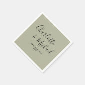Cementgrijs Script Minimalistisch Trouwen Servet (Hoek)