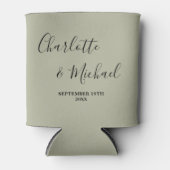 Cementgrijze Minimalistische Trouwdag met Script Blikjeskoeler (Voorkant)