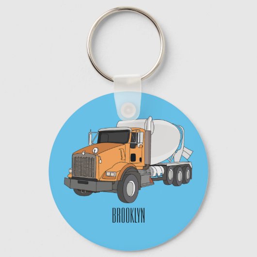 Cementmixer cartoon illustratie sleutelhanger (Voorkant)