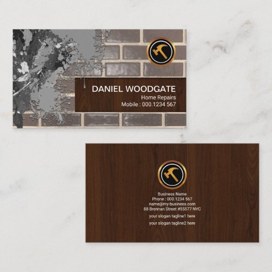 Cementsplatter op rijstwerk visitekaartje (Voorkant / Achterkant)