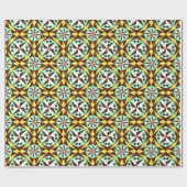 Cementtegel van Barcelona, geel, bruin en blauw Cadeaupapier (Vlak)