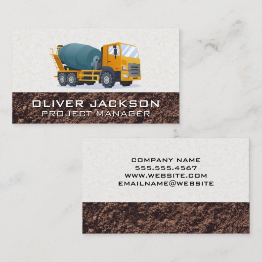 cementvrachtwagen | constructie met blauwe kraag visitekaartje (Voorkant / Achterkant)
