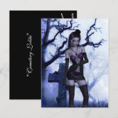 Cemetery Lolita Gothic Fantasy Ondertekend Mini Pr Briefkaart (Voorkant / Achterkant)