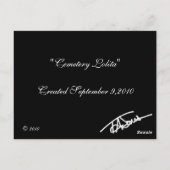 Cemetery Lolita Gothic Fantasy Ondertekend Mini Pr Briefkaart (Achterkant)