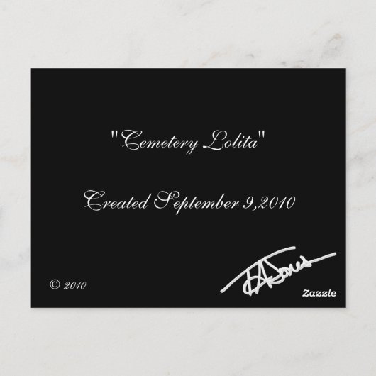 Cemetery Lolita Gothic Fantasy Ondertekend Mini Pr Briefkaart (Achterkant)