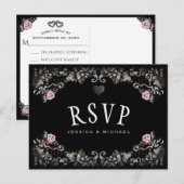 Cemetery Love MENU RSVP Halloween Huwelijkskaart (Voorkant / Achterkant)
