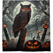 Cemetery Night Owl Spooky San Glow Halloween Party Douchegordijn (Voorkant)