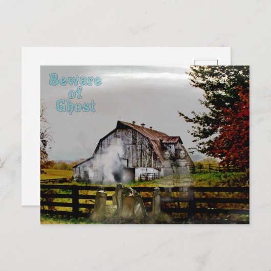 *~* Cemetery Spooky BEWARE of Ghost HALLOWEEN Briefkaart (Voorkant / Achterkant)