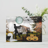 *~* Cemetery Spooky WALKING DODE HALLOWEEN-KAART (Staand voorkant)