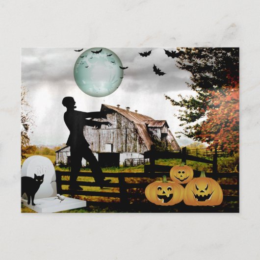 *~* Cemetery Spooky WALKING DODE HALLOWEEN-KAART Briefkaart (Voorkant)