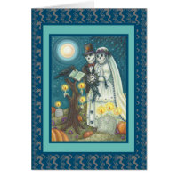 CEMETERY VOWS, SKELETON WEDDING, BRIDE GROOM KAART