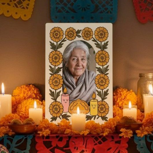 Cempasúchil Ofrenda Altar Día de Muertos Fotoplaat