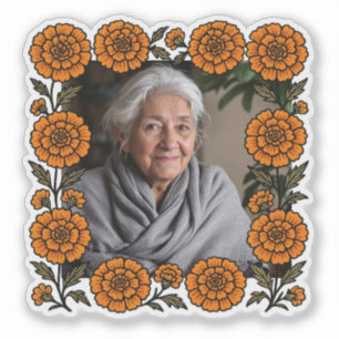 Cempasúchil Ofrenda Con Foto Día de Muertos Sticker