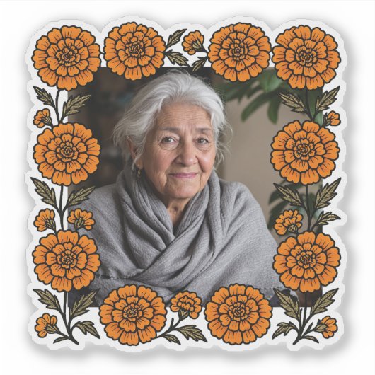 Cempasúchil Ofrenda Con Foto Día de Muertos Sticker (Voorkant)