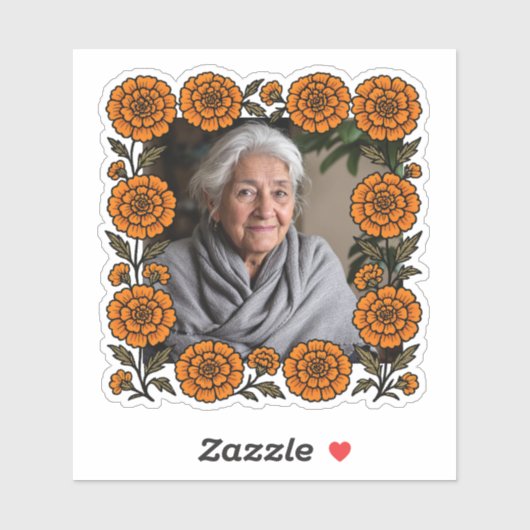 Cempasúchil Ofrenda Con Foto Día de Muertos Sticker (Vel)