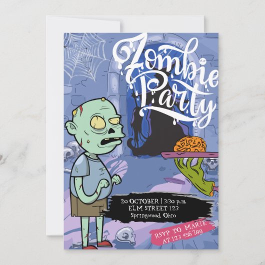 Cena de Halloween Fiesta zombie Kaart (Voorkant)