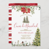 Cena De Navidad Poinsettia Christmas Dinner Party Kaart (Voorkant / Achterkant)