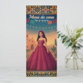 Cena de Quinceañera Vintage con Vestido Rojo Menu (Staand voorkant)