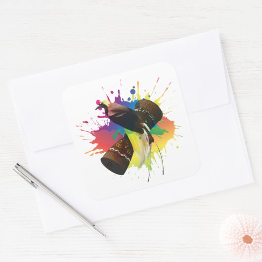 Cendrawasih De paradijsvogel kleurrijk Vierkante Sticker (Envelop)