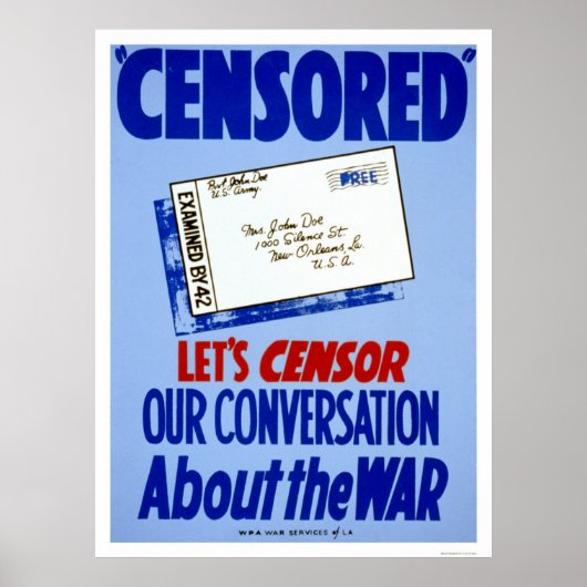 Censorgesprek WWII 1941 WPA Poster (Voorkant)