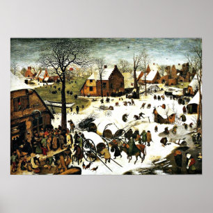 Census at Bethlehem, Pieter Bruegel de Oudere kuns Poster