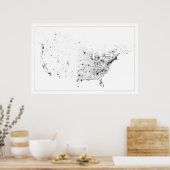 Census Dotmap Canada en Verenigde Staten Poster (Keuken)