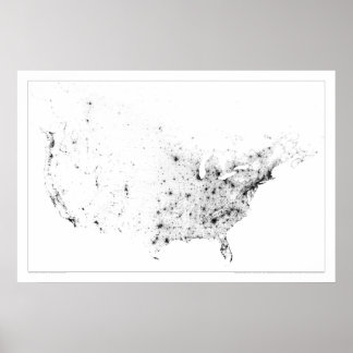 Census Dotmap Canada en Verenigde Staten Poster
