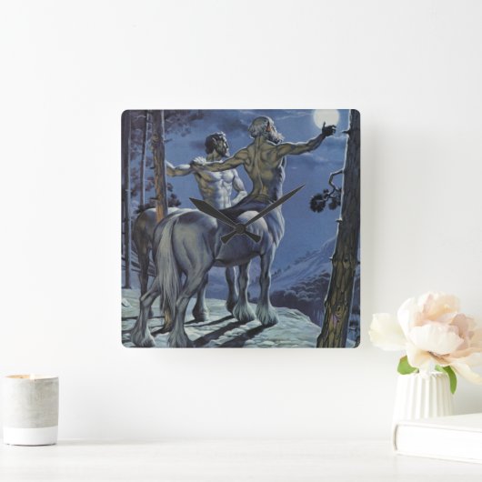 Centauren (kleurenlitho) vierkante klok (Huis)