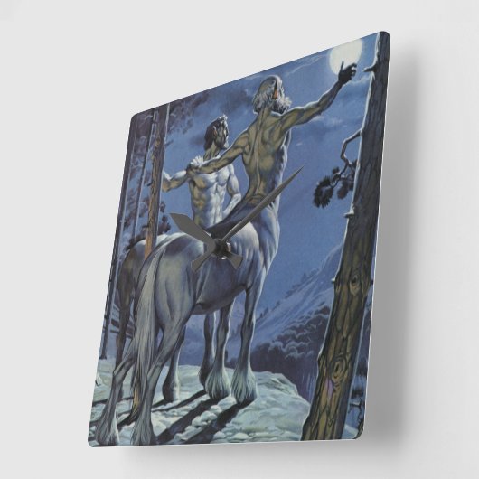 Centauren (kleurenlitho) vierkante klok (Hoek)
