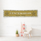 "CENTENARIAN" 100e Birthday Gold/White Pattern Spandoek (Insitu)