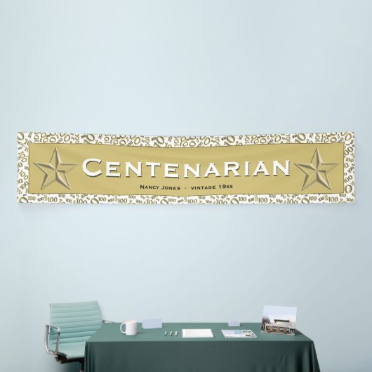 "CENTENARIAN" 100e Birthday Gold/White Pattern Spandoek (Beurs)