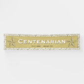 "CENTENARIAN" 100e Birthday Gold/White Pattern Spandoek (Horizontaal)