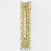 "CENTENARIAN" 100e Birthday Gold/White Pattern Spandoek (Verticaal)