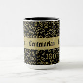 Centenarian Birthday Number Pattern 100 Black/Gold Mok (Midden)