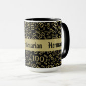 Centenarian Birthday Number Pattern 100 Black/Gold Mok (Voorkant rechts)