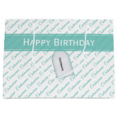 Centenarian Blauwgroen/Witte Typografie Patroon -  Groot Cadeauzakje (Voorkant)