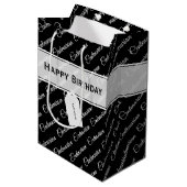 Centenarian Typography Patroon Zwart/Wit Naam Medium Cadeauzakje (Voorkant Gekanteld)