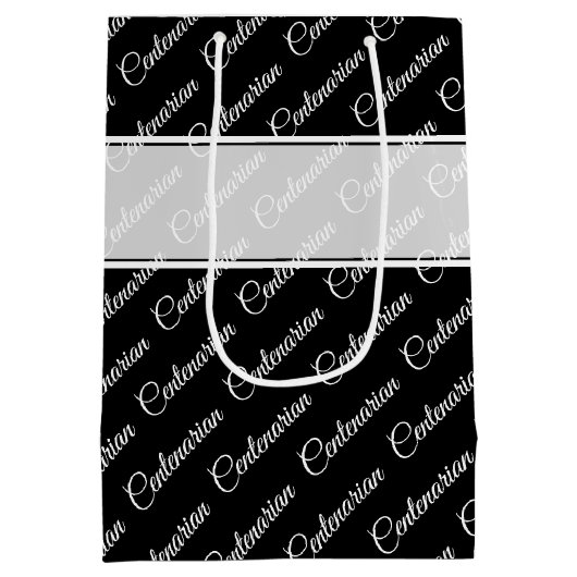 Centenarian Typography Patroon Zwart/Wit Naam Medium Cadeauzakje (Achterkant)