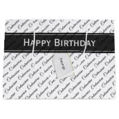 Centenarisch zwart / wit typografie patroon - 100t groot cadeauzakje (Voorkant)