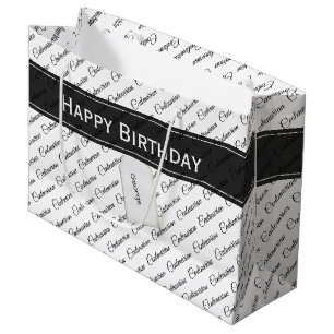 Centenarisch zwart / wit typografie patroon - 100t groot cadeauzakje