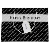 Centenarisch zwart / wit typografie patroon - 100t groot cadeauzakje (Voorkant)