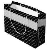 Centenarisch zwart / wit typografie patroon - 100t groot cadeauzakje (Achterkant Gekanteld)