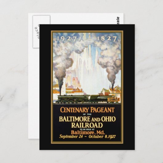 Centenary Pageant Baltimore and Ohio Railroad Briefkaart (Voorkant / Achterkant)