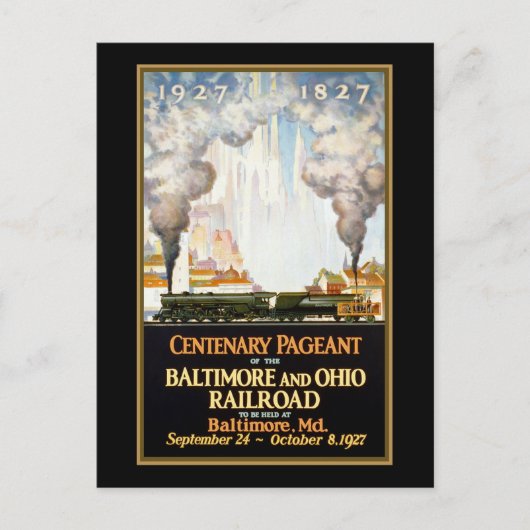 Centenary Pageant Baltimore and Ohio Railroad Briefkaart (Voorkant)