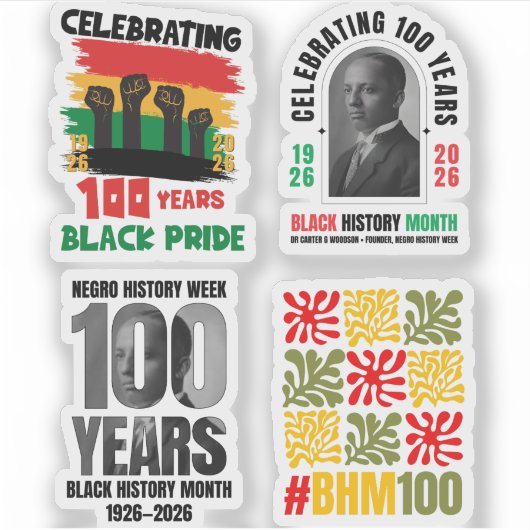 Centennial 100 Years Black History Month Sticker (Voorkant)