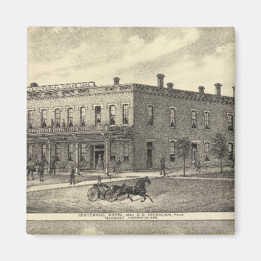Centennial Hotel, Tecumseh en Neb, Nebraska Magneet (Voorkant)