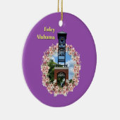 Centennial Plaza Clock, Foley Alabama Paarse Schad Keramisch Ornament (Rechts)