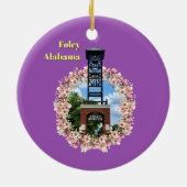 Centennial Plaza Clock, Foley Alabama Paarse Schad Keramisch Ornament (Achterkant)